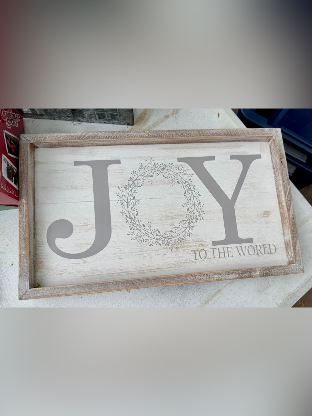 Hobby Lobby JOY Framed Wall Sign in Gray and White